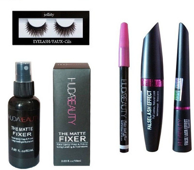 

jollity Eyelash And Huda Beauty 3 in 1 And Huda Beauty Make Up Fixer(Set of 5)