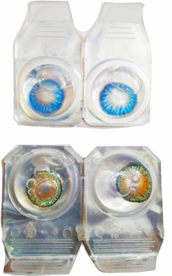 

drr teleservices Eye contact Lanse Monthly Contact Lens(0, Aqua Blue, Green, Pack of 2)