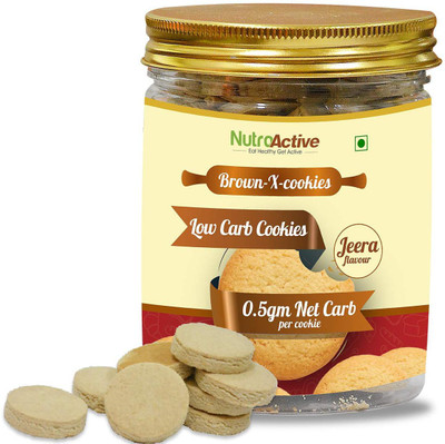 

NutroActive BrownXcookies Low Carb High Protein Gluten Free Jeera Flavour 54 Coin Size Cookies (210g)(210)