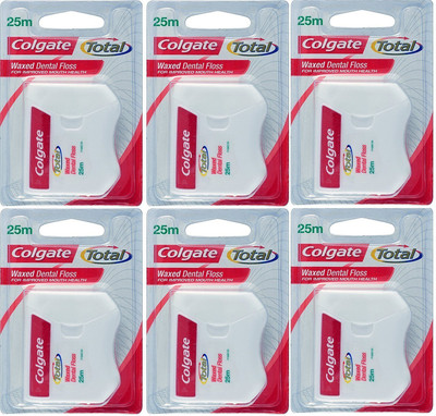 

Colgate Total Waxed Dental Floss For improved mouth health 6pcs 25m(12 cm, Pack of 6)
