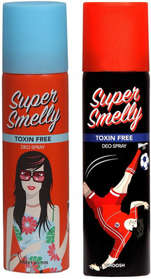

Super Smelly WHOOSH 1PC. & SWEET AS SIN 1PC. Pack of 2 Deodorant Spray - For Boys & Girls(300 ml, Pack of 2)