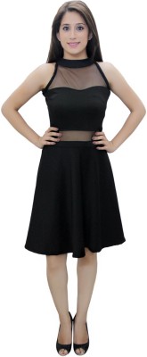 CRAZEVILLA Women Skater Black Dress