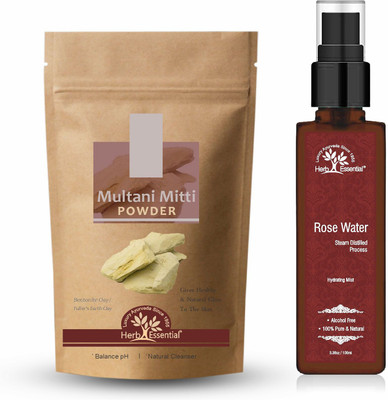 

Herb Essential Multani Mitti Powder and Rose Water (50gm, 100ml, Pack of 2)(150 g)