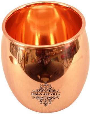 IndianArtVilla Copper Round Plain Glass Tumbler | Volume 590 ML | Home Hotel | Ayurveda Glass(Brass, 590 ml, Brown, Pack of 1)