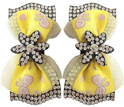 

Fashion closet Party style Diva yellow net Bow Black colour hair clip for women and girls Hair Clip(Yellow)