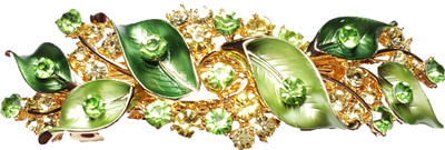 

Utopian Foliage Enamel and Crystal Hair Clip(Green)