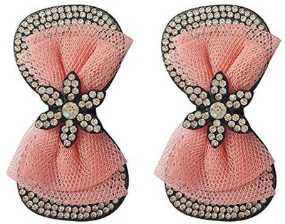 

Fashion closet Party style Diva Pink net Bow Black colour hair clip for women and girls Hair Clip(Pink)