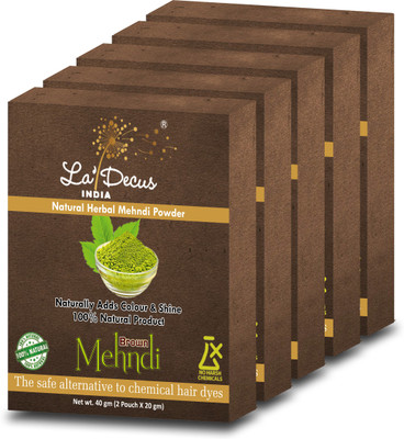 

La'Decus Natural Herbal Organic Henna Mehndi (Brown) Powder For Hair with Medicinal Herbs (Pack of 5) Each 40 gm(200 g)