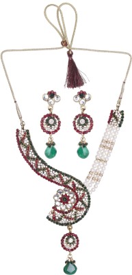 DD Pearls Mother of Pearl Gold-plated White, Red, Green Jewellery Set(Pack of 1)