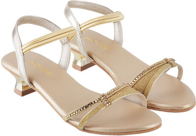 

Mochi Girls Sling Back Strappy Sandals(Gold, 15;gold