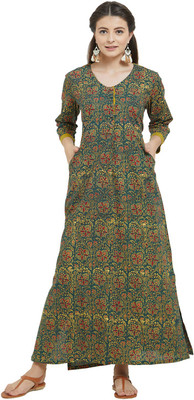 IDAR Casual Printed Women Kurti(Green)