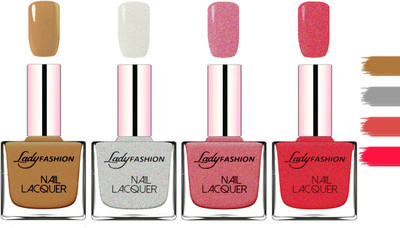 

Lady Fashion Extra Shine Extra Long Stay Chip Resistant Nail Polish Mettalic Brown,Grey,Mauve,Pink(Pack of 4)