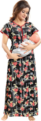AV2 Women Maternity/Nursing Nighty(Black) Flipkart