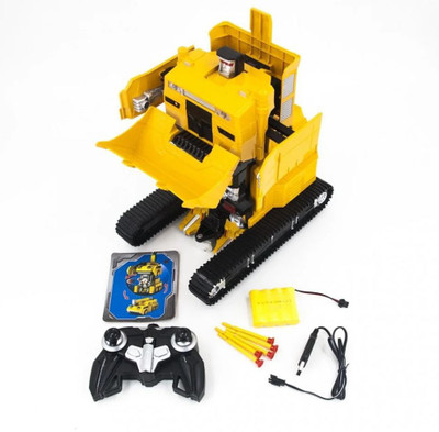 Kiditos Transformers Remote Control Excavator Truck One Button Transforming Autobot Toy Truck(Yellow)