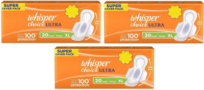 Whisper Choice Ultra 20+20+20 Pad Sanitary Pad(Pack of 3)
