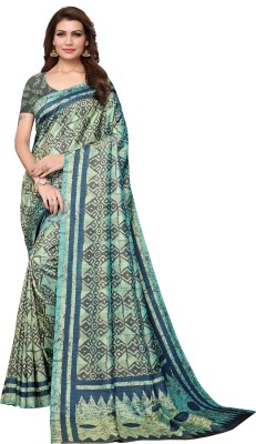 Ratnavati Printed Daily Wear Silk Blend, Dupion Silk Saree(Green)