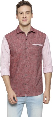 CAMPUS SUTRA Men Self Design, Color Block Casual Maroon Shirt