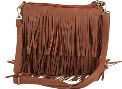 

Zoby Girls Evening/Party Brown PU, Cotton Sling Bag