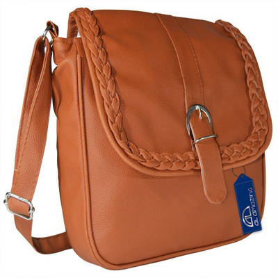 

Al Amazing Women Casual Brown PU Sling Bag