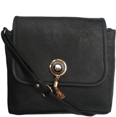 AVS Women Evening/Party, Casual Black PU Sling Bag