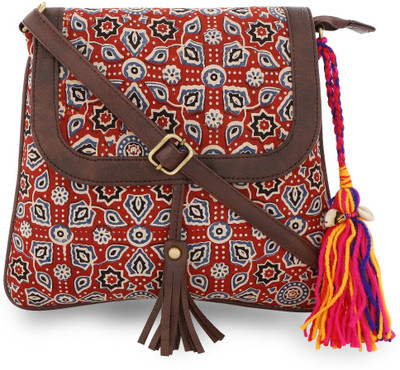 

Vivinkaa Women Casual Red Cotton Sling Bag