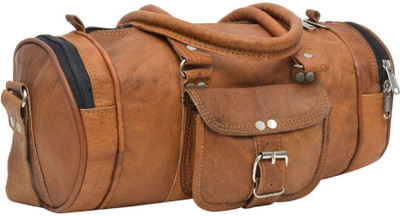 

Pranjals House Genuine Leather Gym Cum Short Trip Travel Duffle Bag Small Travel Bag - small(Brown)
