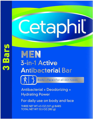 

Cetaphil Men Daily Clean 3 Bar For Body+Face- Dry Skin Or Sensitive Skin(382 g, Pack of 3)