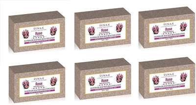 

Synaa Rose Handmade Soap for Hydrated Glowing Skin, Enriched with Rose Extract (Pack of 6 )(600 g, Pack of 6)