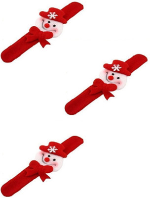 

TASHKURST 3pcs Christmas Wristband Bracelet Slap Wrist Bands Xmas Party Favors Bag Fillers Gifts for Kids - 1(Red)