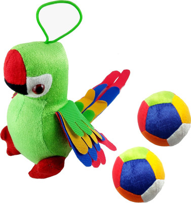 

JYEONS Musical Parrot Green & Soft Ball's Multi Color [ Pack of One Parrot & Two Soft Balls Only ] - 13 cm(Multicolor)