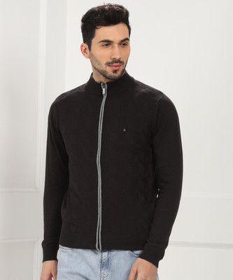 Blackberrys Self Design High Neck Casual Men Brown Sweater