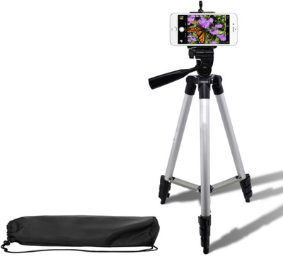 

BAGATELLE Tripod 3110 Adjustable Portable Lightweight Camera Stand Mobile Holder Tripod-3110 With Three-Dimensional Head & Quick Release Plate Tripod(Silver, Black, Supports Up to 1500 g)
