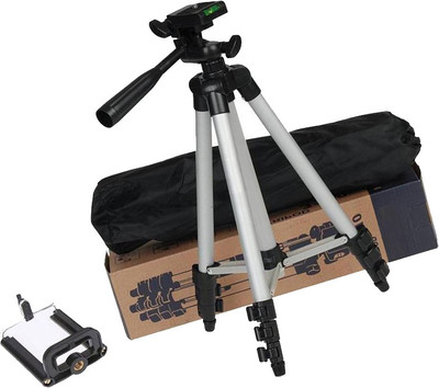 

BIRATTY Tripod Stand with 3-Way Head Holder Tripod(Silver, Supports Up to 1500 g)