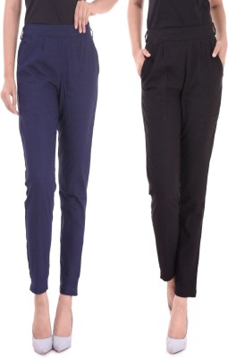 Real Bottom Regular Fit Women Blue, Black Trousers