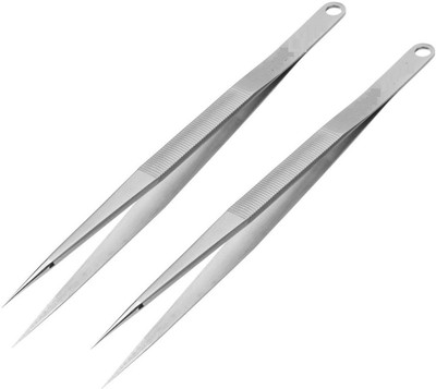 

PagKis Set of 2 - 7.1" Inches 18 CM Long Straight Pointed Stainless Steel Tweezers Tongs