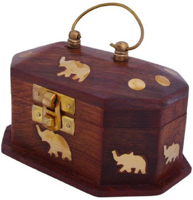 

Triple S Handicrafts Wooden Elephant printed Vanity Box Makeup and Jwellery Vanity Box(Multicolor)