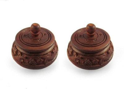 

Triple S Handicrafts Wooden Round Vanity Box Set of 2 Makeup and Jwellery Vanity Box(Multicolor)