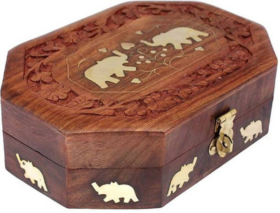 

Triple S Handicrafts Wooden Elephant printed Vanity Box Makeup and Jwellery Vanity Box(Multicolor)