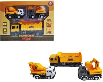 

Miss & Chief Pack of 3 Battery Operated Dumpster Truck with 2 Mini Pull Back Vehicle Construction Trucks(Multicolor)
