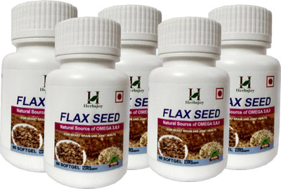 

Herbsjoy Flaxseed Oil Capsules, Extra Virgin Cold Pressed Oil 500mg (300 No)(500 mg)