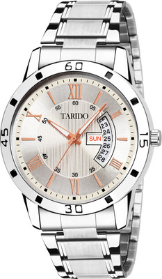 Tarido TD1998SM03 New Generation Silver Dial Black stainless steel Strap Day & Date Working Wrist Analog Watch  - For Men