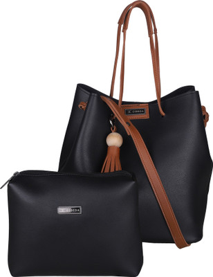 

ESBEDA Vinyl Handbag With Pouch Shoulder Bag(Black, 4 L)