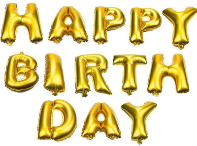 

kubergift Solid Happy Birthday Gold Foil Ballon high quality for parties Letter Balloon(Gold, Pack of 1)