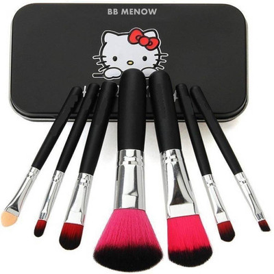 

BBMENOW Hello Kitty mini BLACK brush ORIGINAL WASHABLE MAKEUP BRUSH SET OF 7 FOR ALL TYPE MAKEUP ( Pack of 7 Brushes ) (Pack of 7)(Pack of 7)