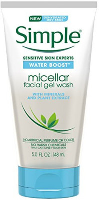 

Simple Water Boost Micellar Facial Gel Wash, Sensitive Skin 5 oz Cleanser(70 g)