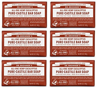 

Dr. Bronner's Magic Soaps Pure-Castile Soap, All-One Hemp Eucalyptus, 5-Ounce Bars (Pack of 6)(100 g)
