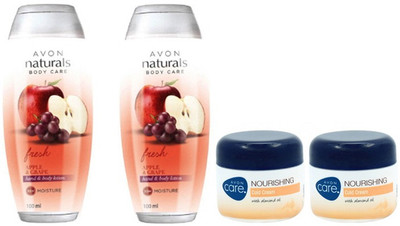 

Avon Naturals Winter Care Combo (Grape & Apple Body Lotion 200 ml + Fairness Cold Cream 100g)(Set of 4)
