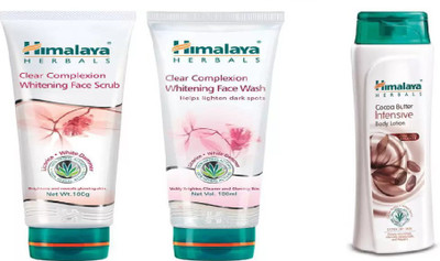 

Himalaya COCA BUTTER BODY LOTION, CLEAR COMPLEX WHITENING FACE WASH,CLEAR COMPLEXXION WHITENING FACE SCRUB(Set of 3)