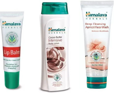 

Himalaya DEEP CLEANSING APRICOT FACE WASH , COCA BUTTER BODY LOTION, LIP BLAM(Set of 3)