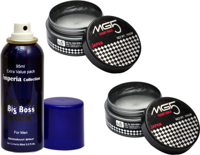 

MG5 Best Hold Hair Styler Hair Wax Japan Pack of 2 (100 gm Each) and Deodorant Spray for Men(Set of 3)